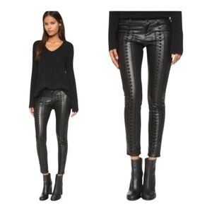 Blank NYC Wake Up Call Faux Leather Black Skinny Trousers Size 29